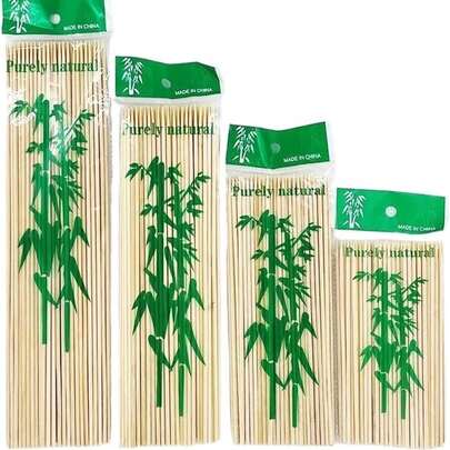 10 piezas de pinchos redondos de bambú natural, palos resistentes al calor para BBQ al aire libre, asar carne, mariscos, frutas, malvaviscos, fiestas, bodas, decoración de catering para días festivos