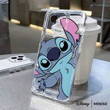 Miniso Funda de teléfono transparente con estampado espacial y el lindo Stitch, compatible con iPhone 17/17 Pro/17 Pro Max/17 Air/16/15/14/13/12/11/X Series, compatible con la funda iPhone 17 Pro Max - transparente - Ver 1