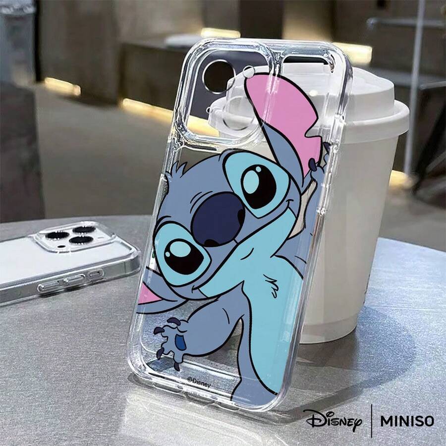 Miniso Funda de teléfono transparente con estampado espacial y el lindo Stitch, compatible con iPhone 17/17 Pro/17 Pro Max/17 Air/16/15/14/13/12/11/X Series, compatible con la funda iPhone 17 Pro Max - transparente - Ver 1