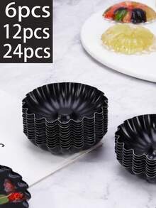 6/12/24pcs Mini Non-Stick Carbon Steel Egg Tart Mold - Reusable Muffin Cupcake Baking Mold, Suitable For Cupcakes, Muffins, Cookies, Pies, Egg Tarts, Puddings Baking Tools - Black - View 1