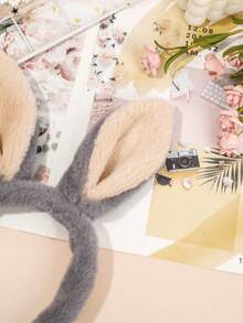 1pc Adult Plush Rabbit Ear Headband, Foldable Ears, Daily Makeup Washing Headband, Holiday Party Cosplay Rabbit Officer Prop, Easter Party Rabbit Headband Hairband Diadema Hair Hoop - Multicolor - View 7