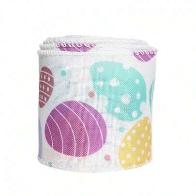 Easter Theme Ribbon Colorful Bunny Egg Carrot Print Wired Ribbon Rolls For Spring Gift Wrapping Wreath Bow DIY Party