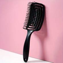 1 Piece Of Special Hairbrush For Regular Hairstyles - ABS Plastic Handle, Hollow Design For Scalp Massage, Anti-Static Hair Styling Tool - Black - View 3