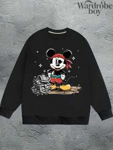 Disney Printed Pullover Sweatshirt, Mickey Pirate Sweatshirt, Disney  Shirt, Pirate Life Shirt, Mickey Shirt, Disney Cruise Shirt, Disney Pirate Shirt, Disneyland Gift.High-Quality, Suitable For Spring And Autumn, Comfortable And Breathable | Exquisite Design | Best Choice For Gifting - màu đen - Xem 2