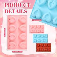 3 Pcs Heart Shaped Silicone Molds Nonstick Heart Chocolate Muffin Molds For Galentine Valentine's Day Candy, Brownies, Tartlets, Soaps, Pudding, Dessert BaFKing(Medium,8 Holes,Red,Pink,Blue) - RedMedium - 查看 3