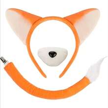 3pcs Fox Ear Set | Animal Fox Costume, Includes Ear Headband, Orange Tail And Nose, Suitable For Birthday Party, Halloween Cosplay, Carnival Fancy Dress, Made Of Polyester - Multicolor - View 7