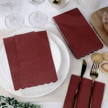 20pcs/40pcs/60pcs 2-Ply Soft Long Wavy Burgundy Napkins, Unfolded Size 33cm X 39cm, For One-Time Party Lunch, Guest Towels, Decorative Paper, Birthday Decoration, Wedding Anniversary, Graduation Party Decor - Burgundy - View 5