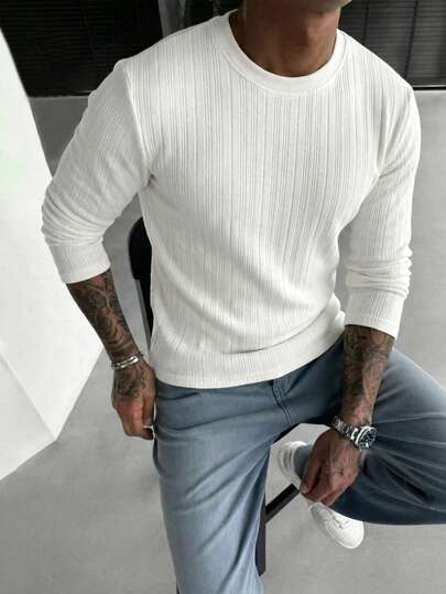 Promoción de primavera, camiseta ajustada de alta elasticidad y piel amigable para hombres, tela suave y cómoda - adecuada para uso diario, casual, reuniones, viajes, y uso en primavera