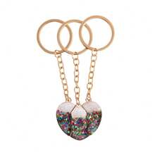 3件套心形渐变亮片拼接闺蜜手链 BFF友谊饰品 女士礼物 - 愛心亮片鑰匙扣 - 查看 8