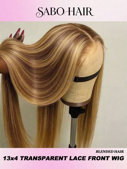 200% Plus Density Lace Front Wigs 28 30 32 Inch 13X4 13X6 HD Bone Straight HD Lace Wigs Natural Swiss Pre Plucked Transparent Lace 4/27 Honey Blonde Color Human Blended Hair Wigs With Baby Hair High Temperature Resistant Fiber Wig For Women