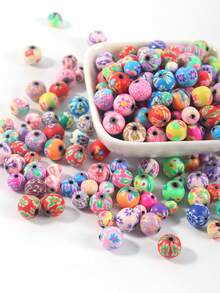 30/50/100颗圆形粘土珠，6/8/10毫米混合花纹聚合物隔珠，用于珠宝制作DIY手链吊坠项链 - 黏土珠 - 查看 7