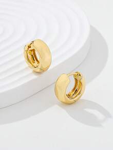 1 Pasang Anting Hoop Emas Bergaya dan Mewah dari Bahan Tembaga, Desain Minimalis, Perhiasan Elegan Serbaguna, Cocok untuk Sehari-hari, Liburan, Kencan, Pesta, dan Acara Lainnya - Emas - View 6