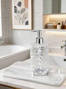 Smoke Grey Hammered Refillable Soap Dispenser, Modern Bathroom Liquid Soap Pump Bottle With Plated Rust-Proof Pump - Round - View 5