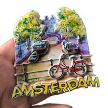 3-Inch Amsterdam Street Scene 3D Fridge Magnet, Travel Souvenir Creative Magnetic Sticker - one-size - View 4