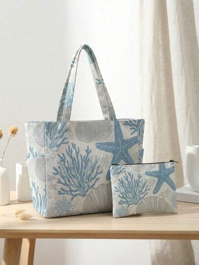 时尚大容量帆布手提包，拉链封口，多个侧袋，配有肩带，适合携带笔记本电脑、书籍等物品。轻便实用，是工作、通勤、返校、情人节、母亲节的完美礼物。