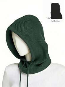 1pc Unisex Wool Blend Knitted Balaclava Hat, Warm & Soft Beanie Cap With Drawstring, Adjustable Neck Warmer For Autumn/Winter - Multicolor - View 32