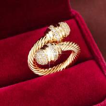 1件装时尚鼓槌形交叉对称设计人造可调节开口环 - 彩色 - 查看 5