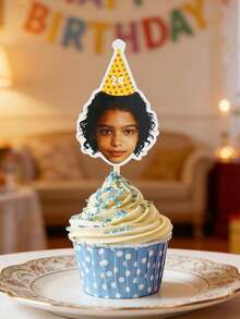 Décorations personnalisées de gâteau, pics de gâteau avec photo et âge pour tables de dessert, décorations de gâteau de célébration personnalisées pour moments en famille et rassemblements d'amis, design personnalisable de nom et de numéro, photo d'animal de compagnie - StyleB - Voir 3