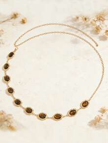 1 pieza Cadena de cintura con tono dorado y ojo de tigre en estilo bohemio - Joyería versátil para fiestas y uso diario - Multicolor - Ver 7