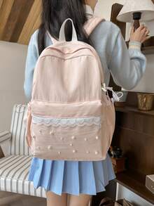 New Lace Elegant Fashion Casual Backpack, Suitable For Various Occasions, Large Capacity Multi-Function - Pink - View 3