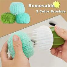 Cactus Mini Brush Set With Drip Tray - Kitchen Brushes For Washing Dishes, Pots And Sinks - Multicolor - View 5