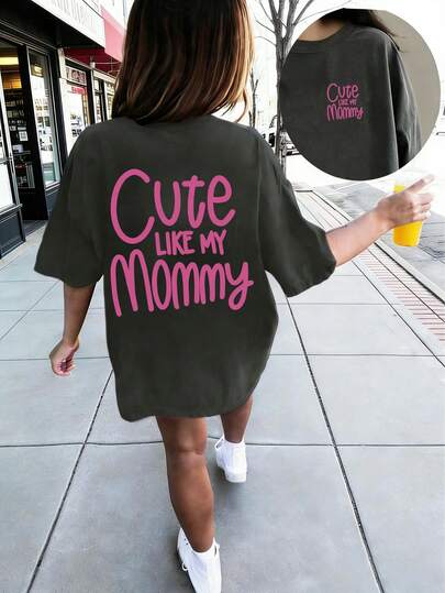 少女休闲印花圆领短袖T恤，夏季上衣