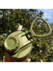 Thermal Bottle With Handle For Gym Use, With Silicone Base, 350ml/600ml/800ml/1000ml - Army Green - View 3