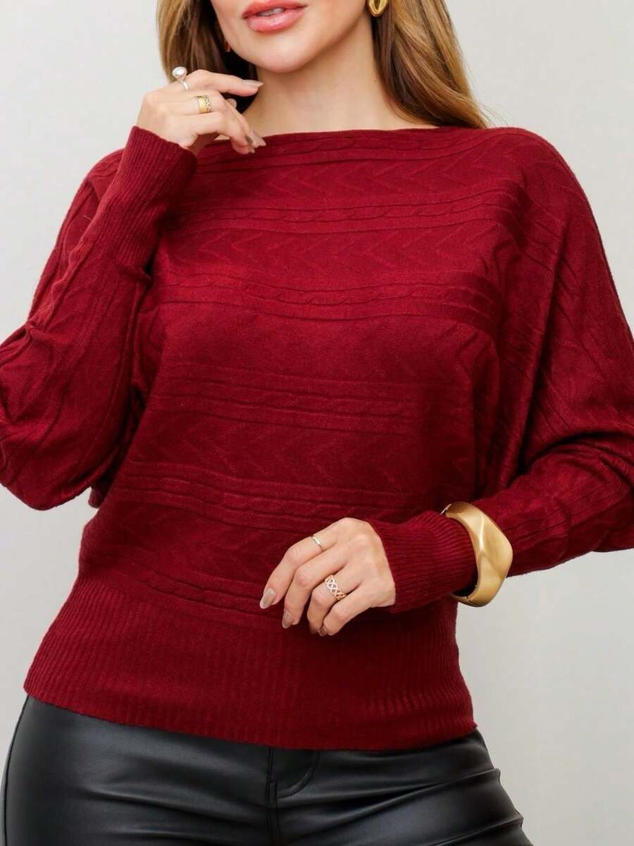 Women's Batwing Blouse In Textured Modal – Elegance And Comfort For Everyday Wear - 紅木色 - 查看 1