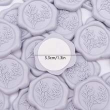 25pcs Eucalyptus Pattern Self-Adhesive Wax Seals, Suitable For Gifts, Wedding Invitations, Envelope Closures - Gray Purple - View 7