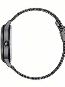 CITIZEN Reloj de acero inoxidable con correa de malla para , pantalla de fecha multifunción minimalista, uso casual de negocios para todos los días - Negro - Ver 4