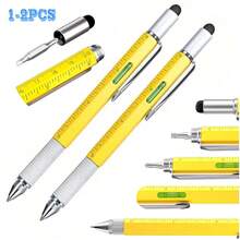 1/2pcs Multi-Function Tool Pen, 6-In-1 Handheld Screwdriver, Ballpoint Pen, Tool, Ruler, Stylus, Level, Fashionable Design, Great Gift Choice - Multicolor - View 2