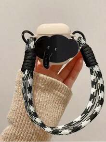 Llavero, cordón para el cuello con diseño plano 2D de elefante creativo, funda protectora compatible con auriculares Bluetooth de Apple, anti-arañazos y protección contra caídas - blanco antiguo - Ver 7