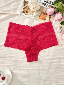 3pcs Plus Size Comfortable Breathable Sexy Ladies Panties, Solid Color Lace Trim High Elasticity - Multicolor - View 7
