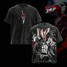 Ichigo Hollow Form Bleach Anime Shirt, Vintage Washed Oversized Graphic Tee, Vasto Lorde Mask Art, Kurosaki Ichigo Transformation T-Shirt, Unisex Streetwear Anime Merch Gift For Bleach Fans - 黑色 - 查看 1