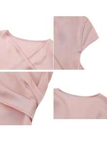 Blusa asimétrica de unicolor elegante para mujer, esencial para primavera y verano - Rosa - Ver 9