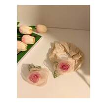 一套优雅时尚女士花卉欧根纱玫瑰发圈和发夹套装（1个发圈+1个发夹） - 圖片色 - 查看 8