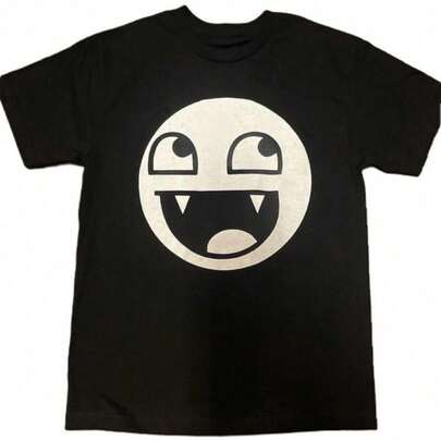 Epic Face Vampire T Shirt Y2K Goth Emo Scene Tapout   Relaxed Soft