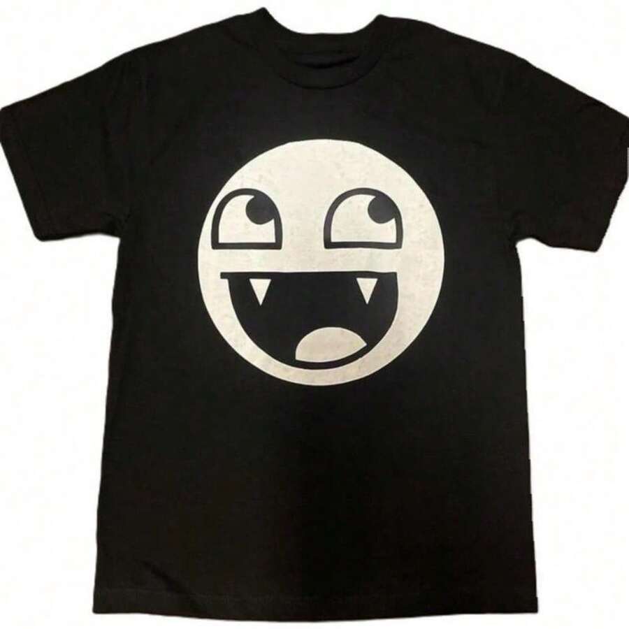 Epic Face Vampire T Shirt Y2K Goth Emo Scene Tapout Relaxed Soft - Black - View 1