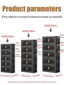 1 pièce Armoire de rangement pliable 40/50/60 cm, organisateur de rangement en plastique à 1-5 niveaux avec portes doubles et roulettes, meuble de rangement multicouche pour jouets et collations pour le salon, armoire de rangement pour vêtements, étagère anti-poussière pour la maison, étagère de rangement, boîte de rangement, contenant en plastique, bouteille d'huile, accessoires de rangement de cuisine, porte-tasses, 1 bouteille d'huile, porte-cuillères, étagère de rangement de cuisine - Noir transparent - Voir 3