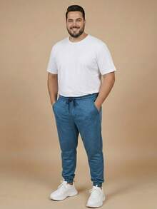 Men's Plus Size Jogger Sweatpants In Flannel Fabric With Pocket | Warm, Plus Size Men's Pants - KELUAR - View 3
