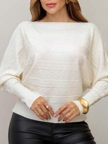 Women's Batwing Blouse In Textured Modal – Elegance And Comfort For Everyday Wear - Blanco - Ver 2