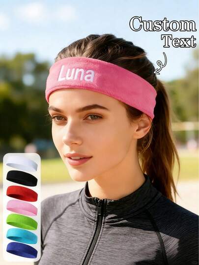 1pc Customizable Unisex Headband - Customizable Text Design Suitable For Tennis, Basketball, Running, Fitness - Durable Acrylic Material Fitness Accessory & Headwear