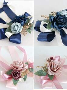 1pc Rose Fabric Decorative Flower, Suitable For Wedding, Car Rearview Mirror, Door Handle, Chair Back Etc., With Suction Cup, Valentine's Day Gift - Multicolor - View 6