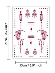 2 miếng dán hình xăm tạm thời màu đỏ henna với họa tiết hoa nơ và ren - Hình xăm tạm thời thiết kế Mehndi cho các bữa tiệc và lễ hội. - Đỏ - Xem 6