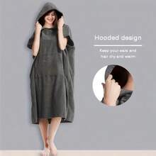 Ultra-Fine Fiber Hooded Cloak Towel, Quick-Dry For Swimming, Beach, Surfing, Unisex Bathrobe - Multicolor - View 17