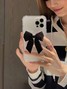 3D Bow Transparent Silicone Phone Case For IPhone 15 14 Pro Max 13 12 11 XR X XS 7 Plus SE 3, Anti-Drop Soft Clear Protective Cover - Multicolor - View 1