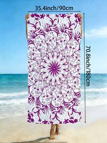 1pc Ultra-Fine Fiber Beach Towel, Purple Patterned Mandala Style Beach Towel, Soft, Sand Proof, Quick Drying - Suitable For Use On Beaches, Swimming Pools, And Camping - Type B - View 12