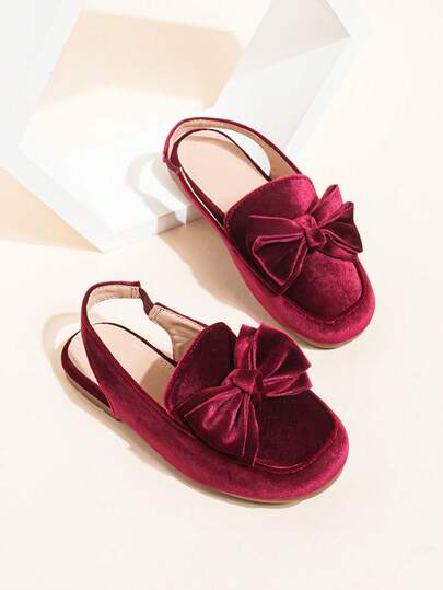 1 Pair Girls' Sweet Bow Decor Flat Comfortable Closed Toe Princess Sandals, Suitable For Spring & Summer