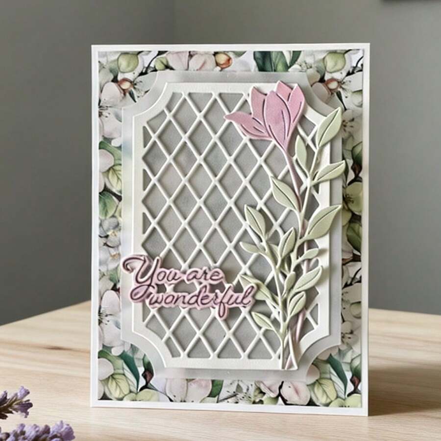 Creative Grid Dies, DIY Scrapbooking Album And Embossing Stencil, Greeting Card Making Tool, Card Paper Cutting Crafts ,Gift Card Making Template Die Cuts. - Silver - View 1