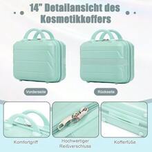 14"/19" 2-Piece ABS Spinner Suitcase Set With Combination Lock & 14" Cosmetic Bag - 綠色 - 查看 7
